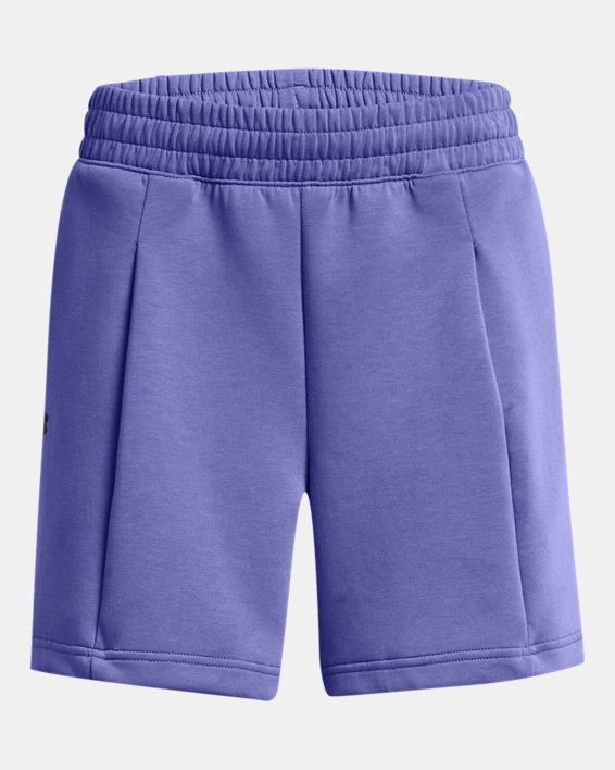 UA Unstoppable Fleece-Shorts mit Faltendetail für Damen, Purple, pdpMainDesktop image number 4